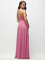 Rear View Thumbnail - Orchid Pink Wrap Bodice Chiffon Maxi Dress with Adjustable Spaghetti Straps