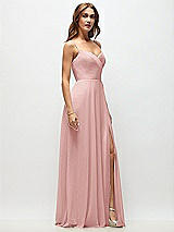 Side View Thumbnail - Rose Wrap Bodice Chiffon Maxi Dress with Adjustable Spaghetti Straps