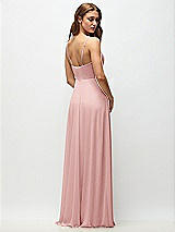 Rear View Thumbnail - Rose Wrap Bodice Chiffon Maxi Dress with Adjustable Spaghetti Straps