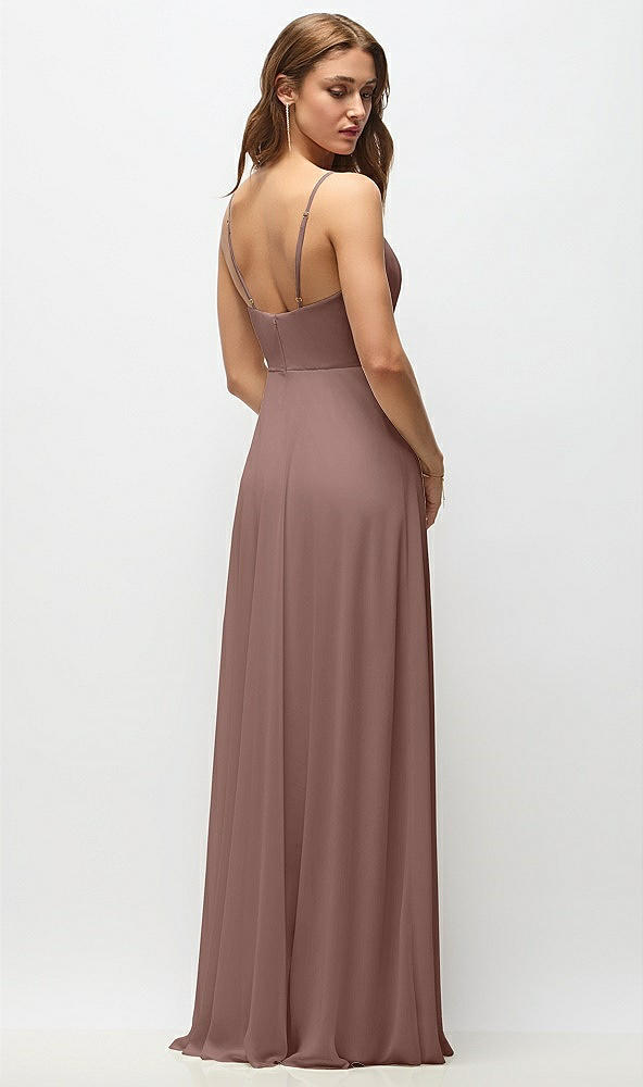 Back View - Sienna Wrap Bodice Chiffon Maxi Dress with Adjustable Spaghetti Straps