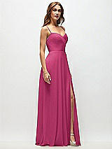 Side View Thumbnail - Tea Rose Wrap Bodice Chiffon Maxi Dress with Adjustable Spaghetti Straps