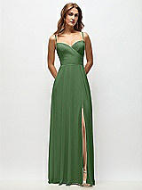Front View Thumbnail - Vineyard Green Wrap Bodice Chiffon Maxi Dress with Adjustable Spaghetti Straps