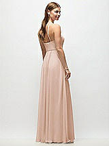 Rear View Thumbnail - Cameo High-Neck Halter Chiffon Maxi Dress with Adjustable Spaghetti Straps