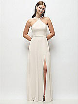 Front View Thumbnail - Ivory High-Neck Halter Chiffon Maxi Dress with Adjustable Spaghetti Straps