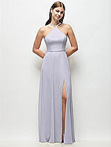 Front View Thumbnail - Silver Dove High-Neck Halter Chiffon Maxi Dress with Adjustable Spaghetti Straps