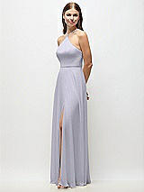 Side View Thumbnail - Silver Dove High-Neck Halter Chiffon Maxi Dress with Adjustable Spaghetti Straps