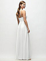 Rear View Thumbnail - White High-Neck Halter Chiffon Maxi Dress with Adjustable Spaghetti Straps