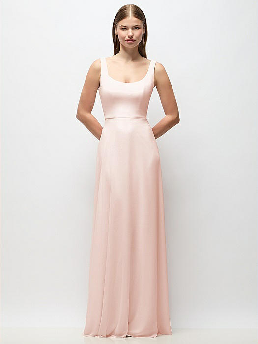 Scoop Neck Tank Strap Chiffon Maxi Dress