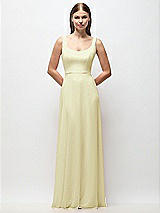 Front View Thumbnail - Butter Yellow Scoop Neck Tank Strap Chiffon Maxi Dress