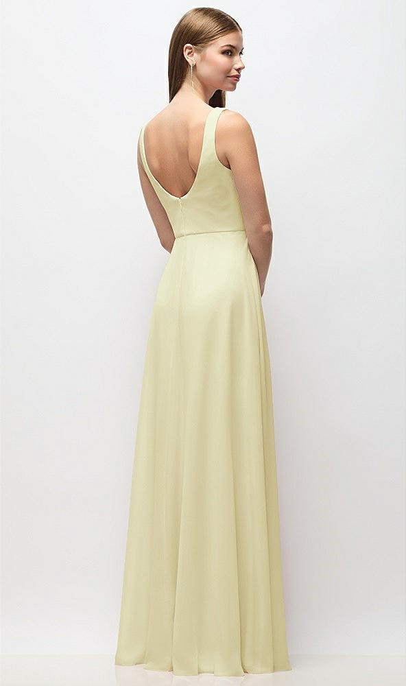 Back View - Butter Yellow Scoop Neck Tank Strap Chiffon Maxi Dress