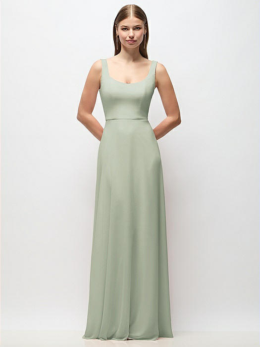 Scoop Neck Tank Strap Chiffon Maxi Dress