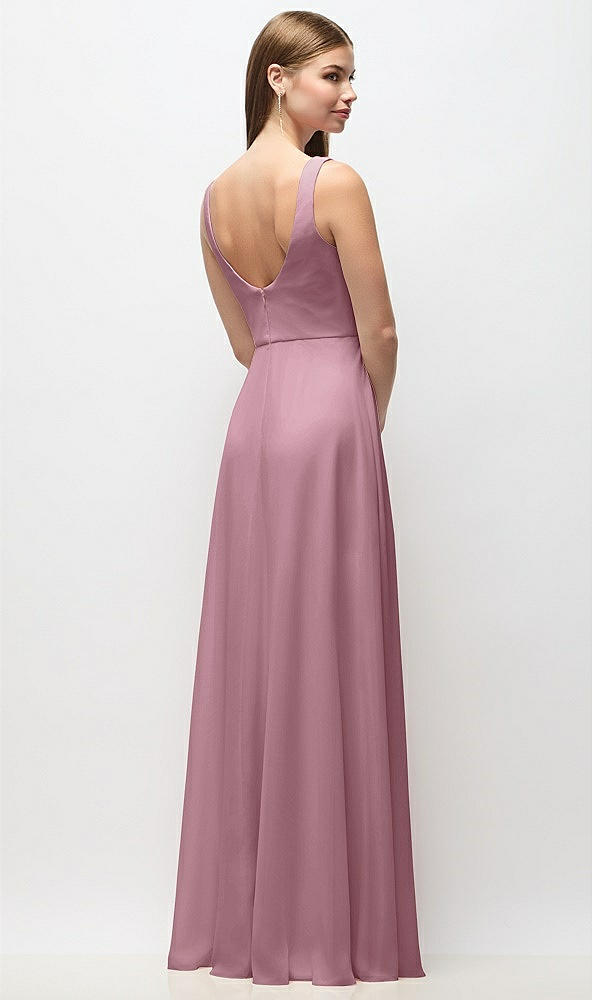 Back View - Dusty Pink Scoop Neck Tank Strap Chiffon Maxi Dress