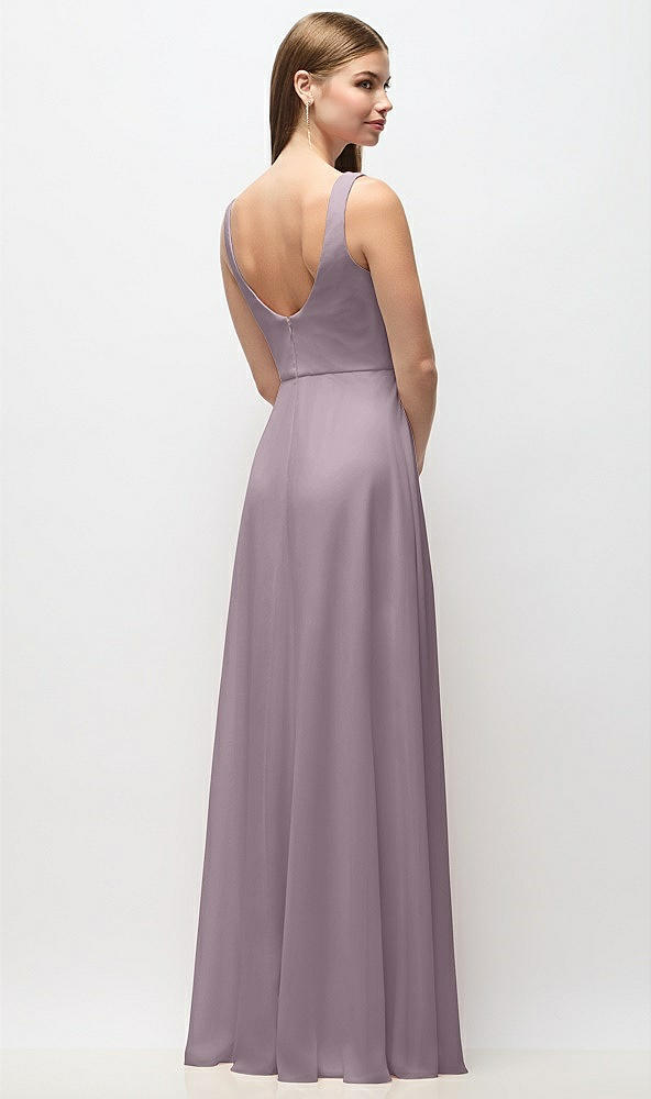 Back View - Lilac Dusk Scoop Neck Tank Strap Chiffon Maxi Dress