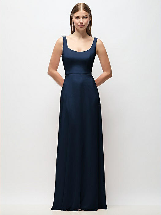 Scoop Neck Tank Strap Chiffon Maxi Dress