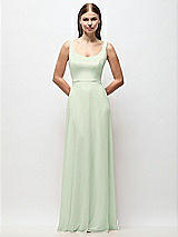 Front View Thumbnail - Mint Green Scoop Neck Tank Strap Chiffon Maxi Dress