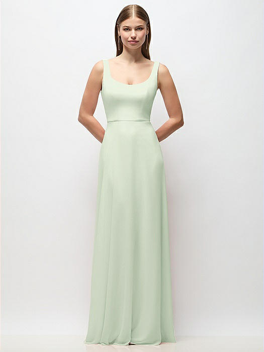 Scoop Neck Tank Strap Chiffon Maxi Dress