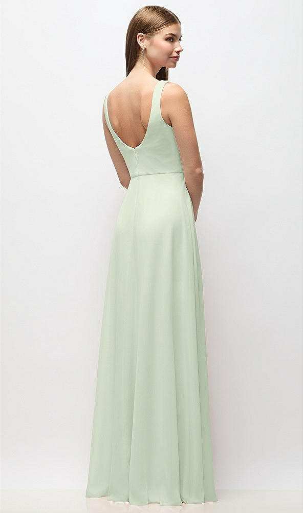 Back View - Mint Green Scoop Neck Tank Strap Chiffon Maxi Dress