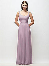 Front View Thumbnail - Suede Rose Scoop Neck Tank Strap Chiffon Maxi Dress