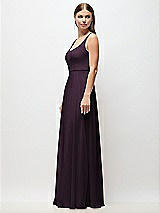 Side View Thumbnail - Aubergine Scoop Neck Tank Strap Chiffon Maxi Dress