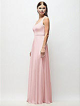 Side View Thumbnail - Ballet Pink Scoop Neck Tank Strap Chiffon Maxi Dress