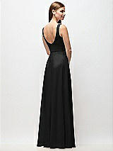 Rear View Thumbnail - Black Scoop Neck Tank Strap Chiffon Maxi Dress