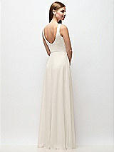 Rear View Thumbnail - Ivory Scoop Neck Tank Strap Chiffon Maxi Dress