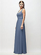 Side View Thumbnail - Larkspur Blue Scoop Neck Tank Strap Chiffon Maxi Dress