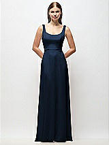 Front View Thumbnail - Midnight Navy Scoop Neck Tank Strap Chiffon Maxi Dress