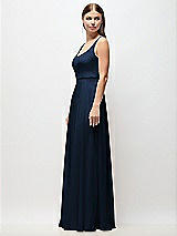 Side View Thumbnail - Midnight Navy Scoop Neck Tank Strap Chiffon Maxi Dress
