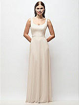 Front View Thumbnail - Oat Scoop Neck Tank Strap Chiffon Maxi Dress