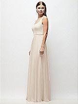 Side View Thumbnail - Oat Scoop Neck Tank Strap Chiffon Maxi Dress