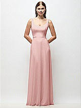 Front View Thumbnail - Rose Scoop Neck Tank Strap Chiffon Maxi Dress