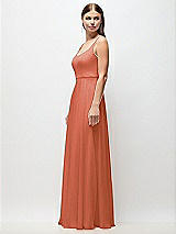 Side View Thumbnail - Terracotta Copper Scoop Neck Tank Strap Chiffon Maxi Dress