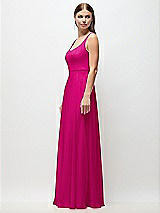 Side View Thumbnail - Think Pink Scoop Neck Tank Strap Chiffon Maxi Dress