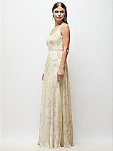Side View Thumbnail - Butter Yellow Floral Scoop Neck Tank Strap Floral Chiffon Maxi Dress