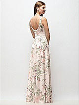 Rear View Thumbnail - Blush Garden Scoop Neck Tank Strap Floral Chiffon Maxi Dress