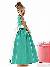 Rear View Thumbnail - Pantone Turquoise & Ivory Flower Girl Dress FL4021