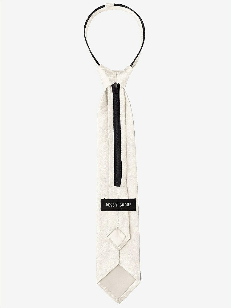 Back View - Ivory Dupioni Boy's 14" Zip Necktie by After Six