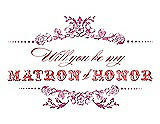 Front View Thumbnail - Pretty In Pink & Perfect Coral Will You Be My Matron of Honor Card - Vintage