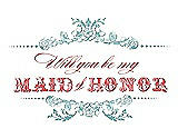 Front View Thumbnail - Seaside & Perfect Coral Will You Be My Maid of Honor Card - Vintage