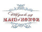 Front View Thumbnail - Ice Blue & Perfect Coral Will You Be My Maid of Honor Card - Vintage