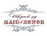 Front View Thumbnail - Platinum & Perfect Coral Will You Be My Maid of Honor Card - Vintage