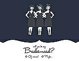 Front View Thumbnail - Midnight Navy & Ebony Will You Be My Bridesmaid Card - Girls Checkbox