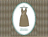 Front View Thumbnail - Antique Gold & Pantone Turquoise Will You Be My Bridesmaid Card - Dress