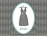 Front View Thumbnail - Charcoal Gray & Pantone Turquoise Will You Be My Bridesmaid Card - Dress