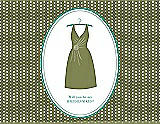 Front View Thumbnail - Olive & Pantone Turquoise Will You Be My Bridesmaid Card - Dress