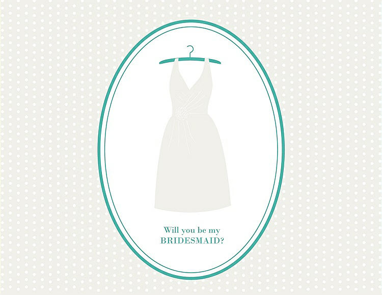 Front View - Ivory & Pantone Turquoise Will You Be My Bridesmaid Card - Dress