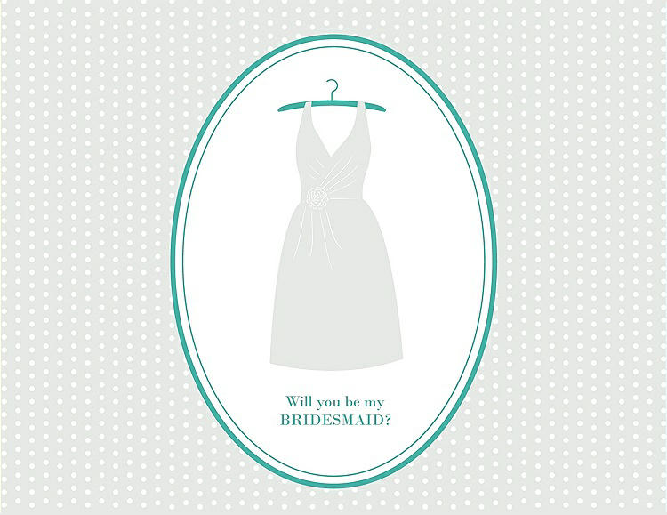 Front View - Starlight & Pantone Turquoise Will You Be My Bridesmaid Card - Dress