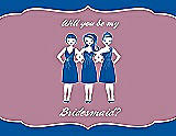 Front View Thumbnail - Royal Blue & Rosebud Will You Be My Bridesmaid Card - Girls