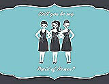 Front View Thumbnail - Ebony & Spa Will You Be My Maid of Honor Card - Girls